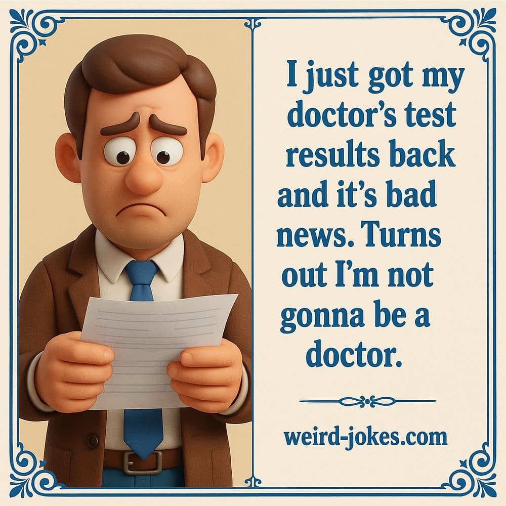 I just got my doctor's test results back and it’s bad news.Turns out I'm not gonna be a doctor.