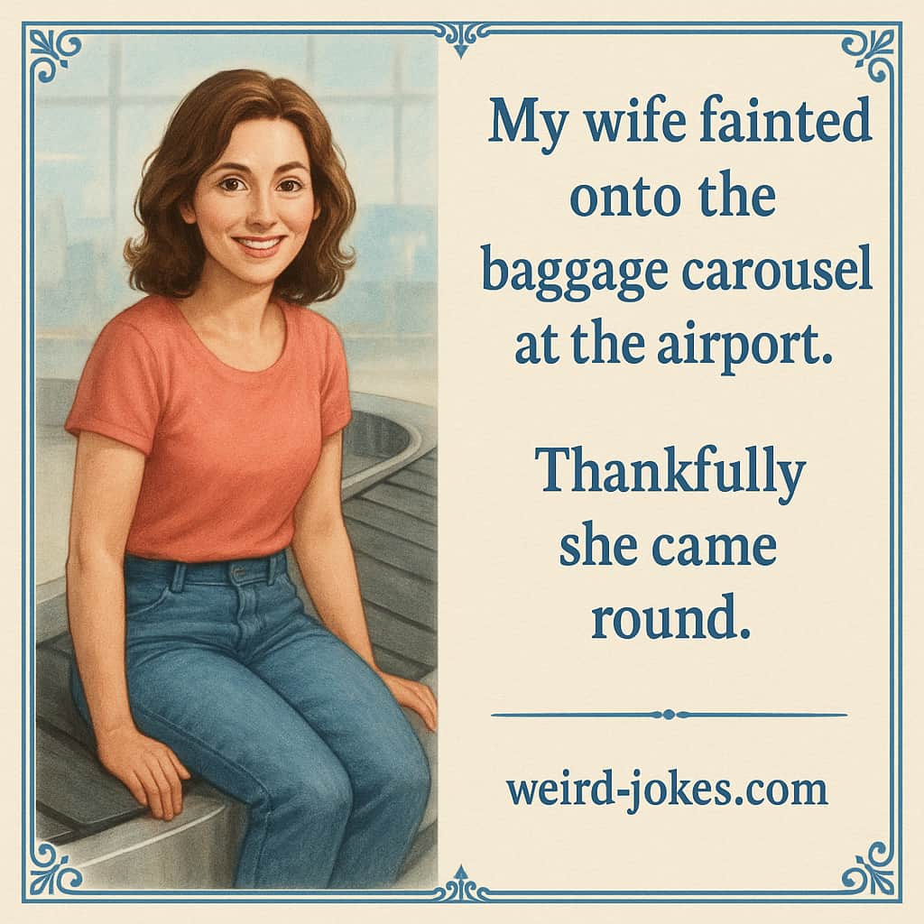 My wife fainted onto the baggage carousel at the airport. Thankfully she came round.