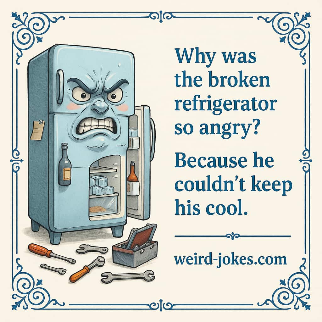 Why was the broken refrigerator so angry? Because he couldn't keep his cool.
