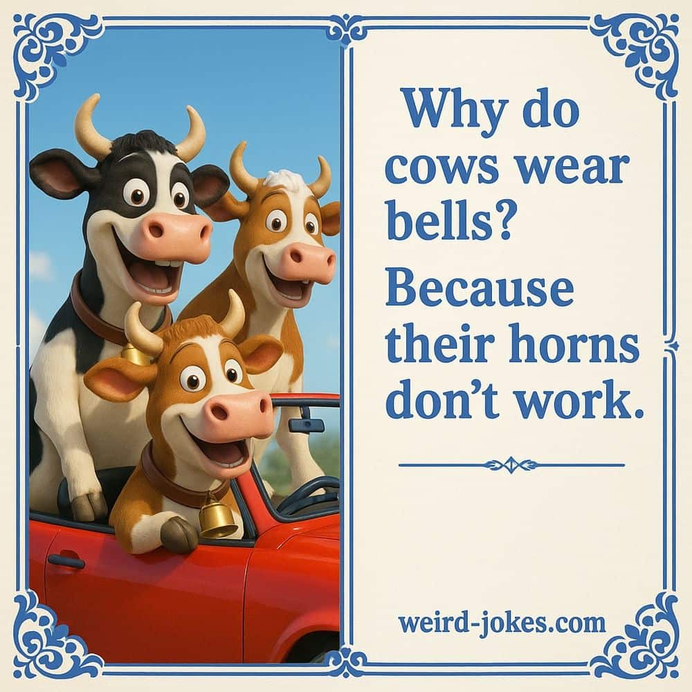 Why do cows wear bells? Because their horns don't work.