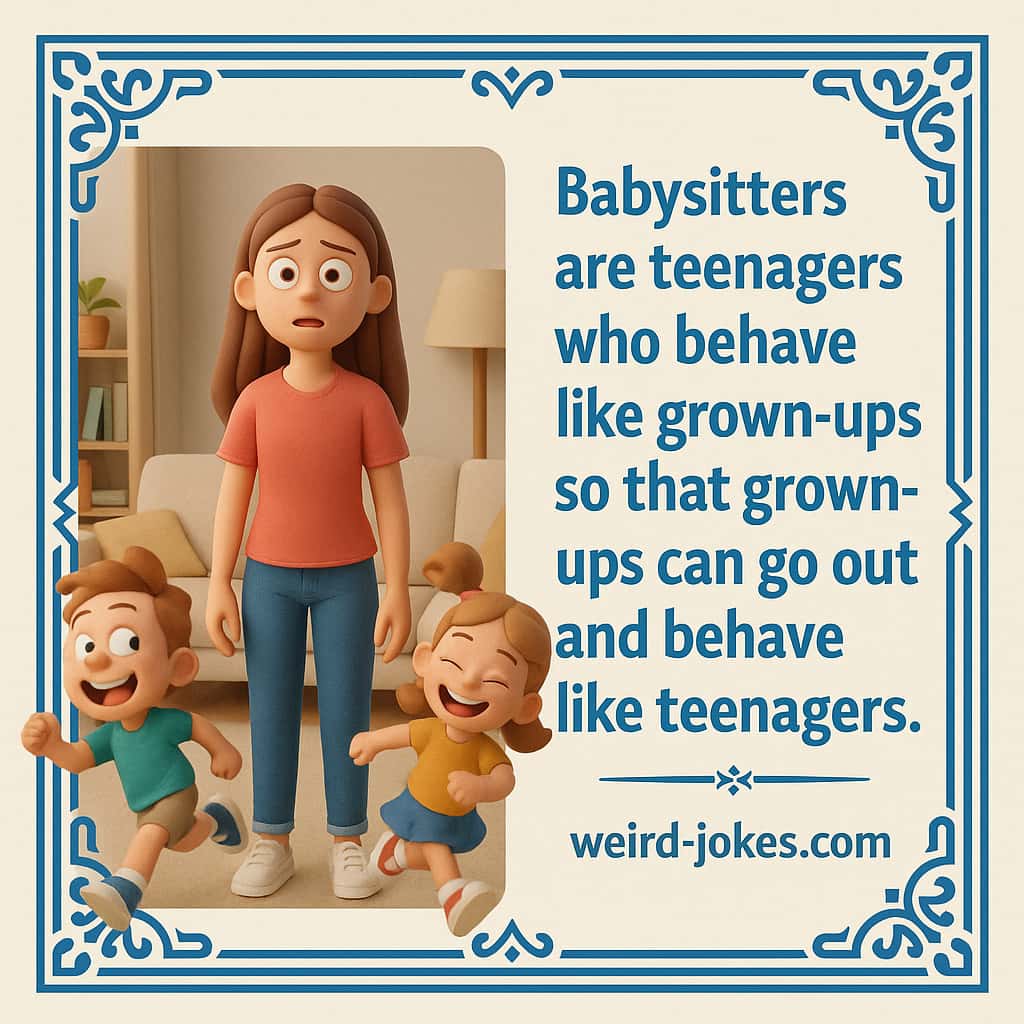 Babysitters are teenagers who behave like grown-ups so that grown-ups can go out and behave like teenagers.