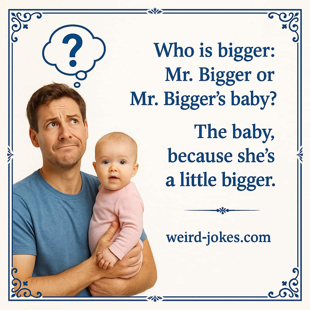 Who is bigger: Mr. Bigger or Mr. Bigger's baby? The baby, because she's a little bigger.