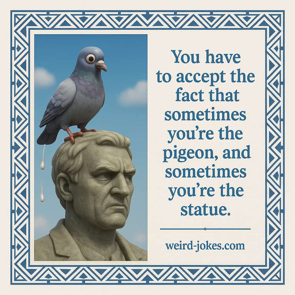 You have to accept the fact that sometimes you're the pigeon, and sometimes you're the statue.