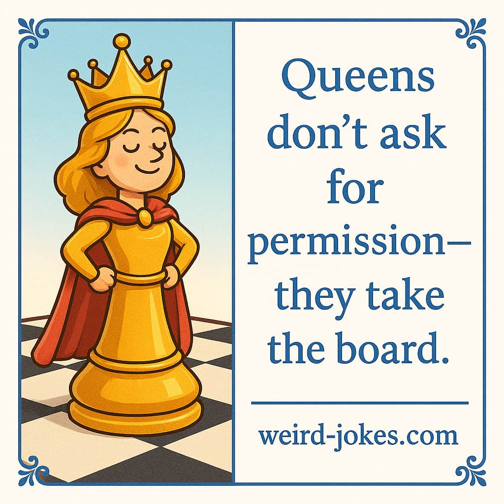 Chess funny meme: Queens don't ask for permission—they take the board.