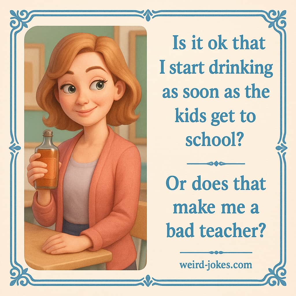 Is it ok that I start drinking as soon as the kids get to school? Or does that make me a bad teacher?