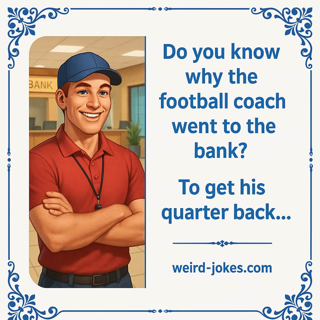 Do you know why the football coach went to the bank? To get his quarter back...