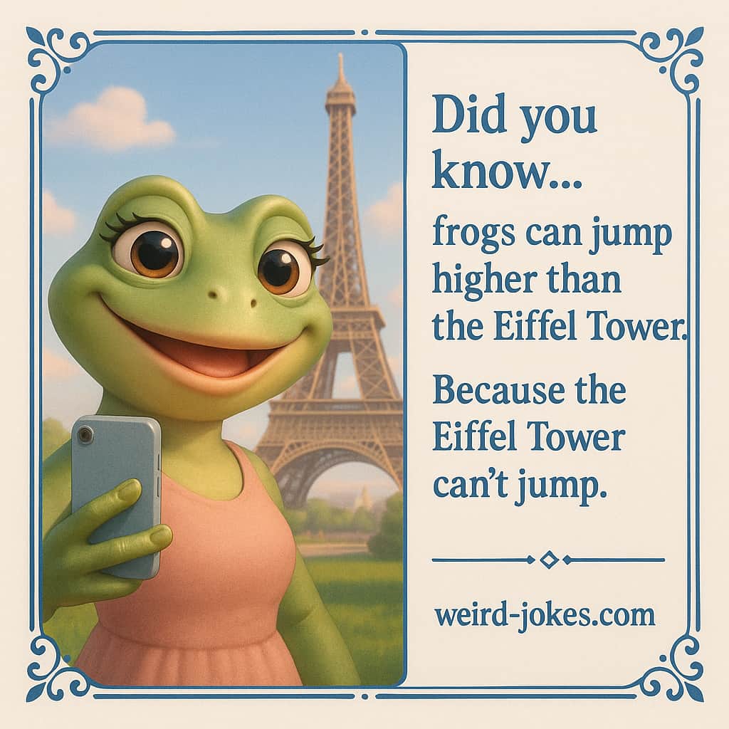 Did you know...frogs can jump higher than the Eiffel Tower. Because the Eiffel Tower can't jump.