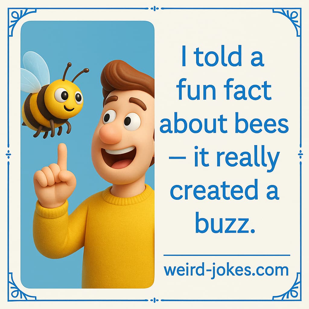 Fun fact joke meme: I told a fun fact about bees — it really created a buzz.