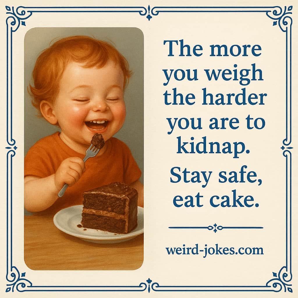 The more you weigh the harder you are to kidnap. Stay safe, eat cake.