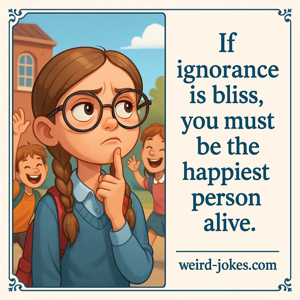 Funny insult meme: If ignorance is bliss, you must be the happiest person alive.