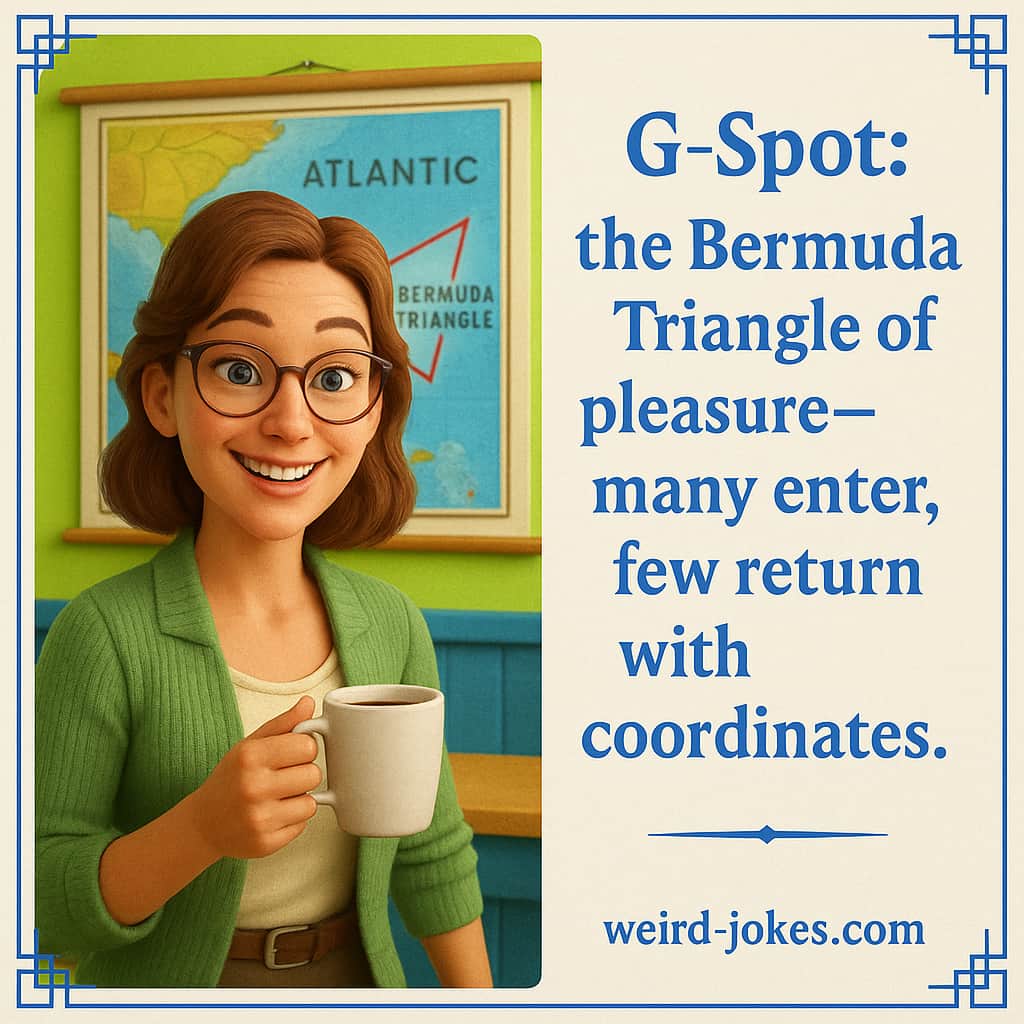 G-Spot: the Bermuda Triangle of pleasure—many enter, few return with coordinates.
