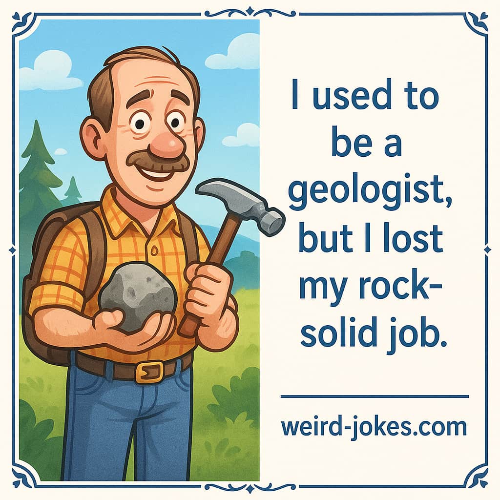 Geology joke meme: I used to be a geologist, but I lost my rock-solid job.