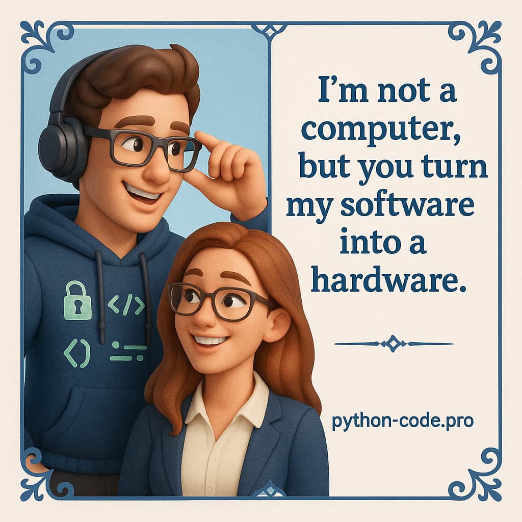 I'm not a computer, but you turn my software into a hardware.