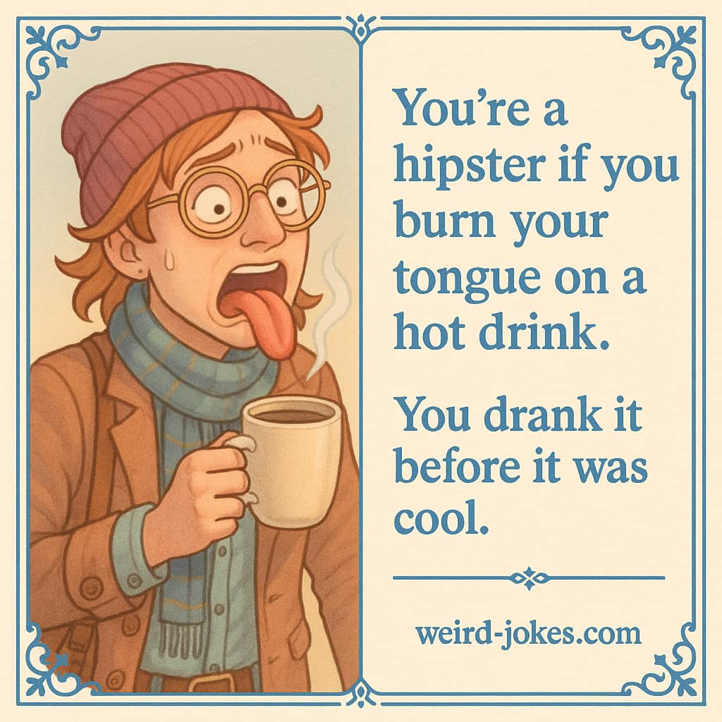 You're a hipster if you burn your tongue on a hot drink. You drank it before it was cool.