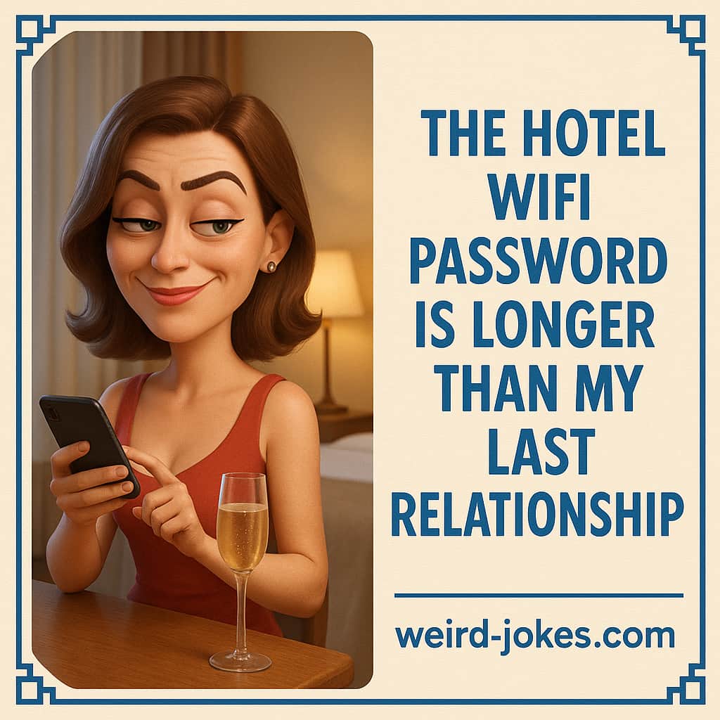 The hotel WiFi password is longer than my last relationship.