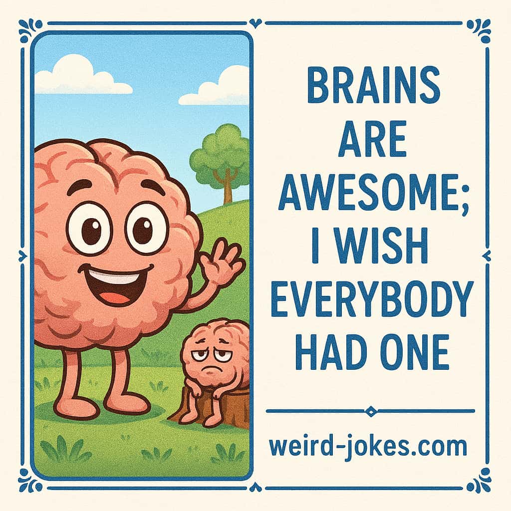 Brain joke meme: Brains are awesome; I wish everybody had one.