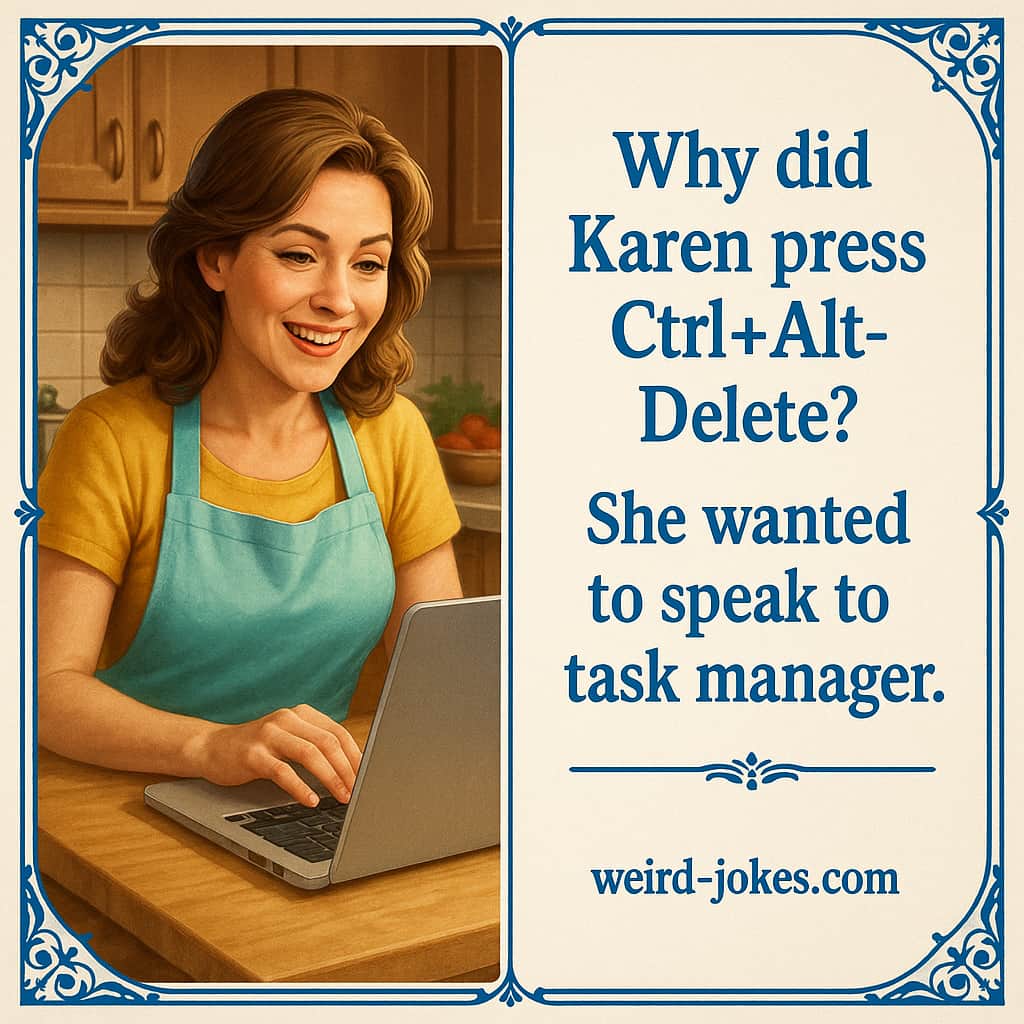 Why did Karen press Ctrl+Alt+Delete? She wanted to speak to the task manager.