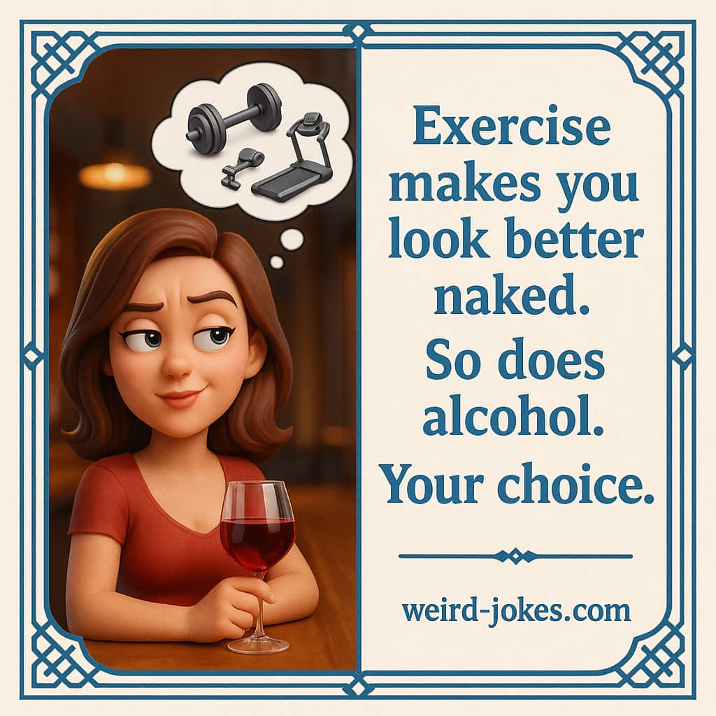 Exercise makes you look better naked. So does alcohol. Your choice.