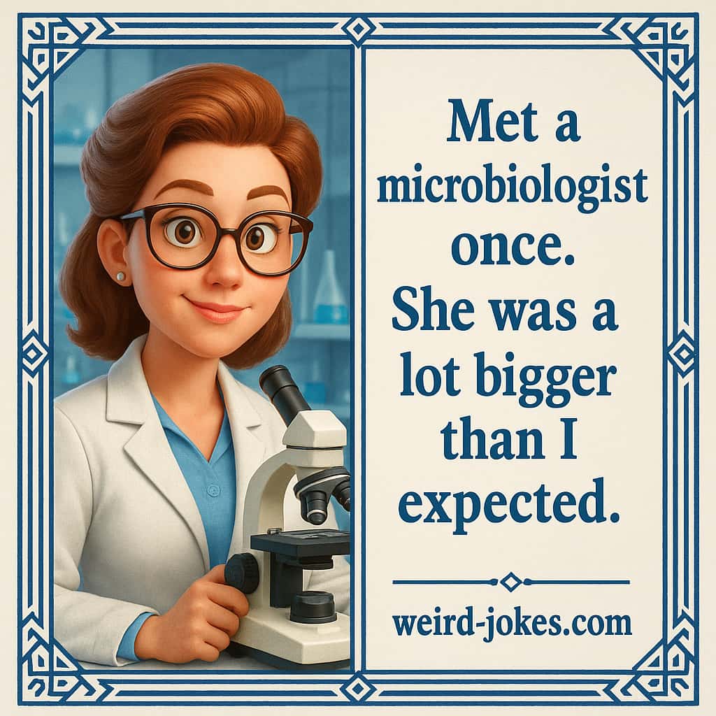 Met a microbiologist once. She was a lot bigger than l expected.