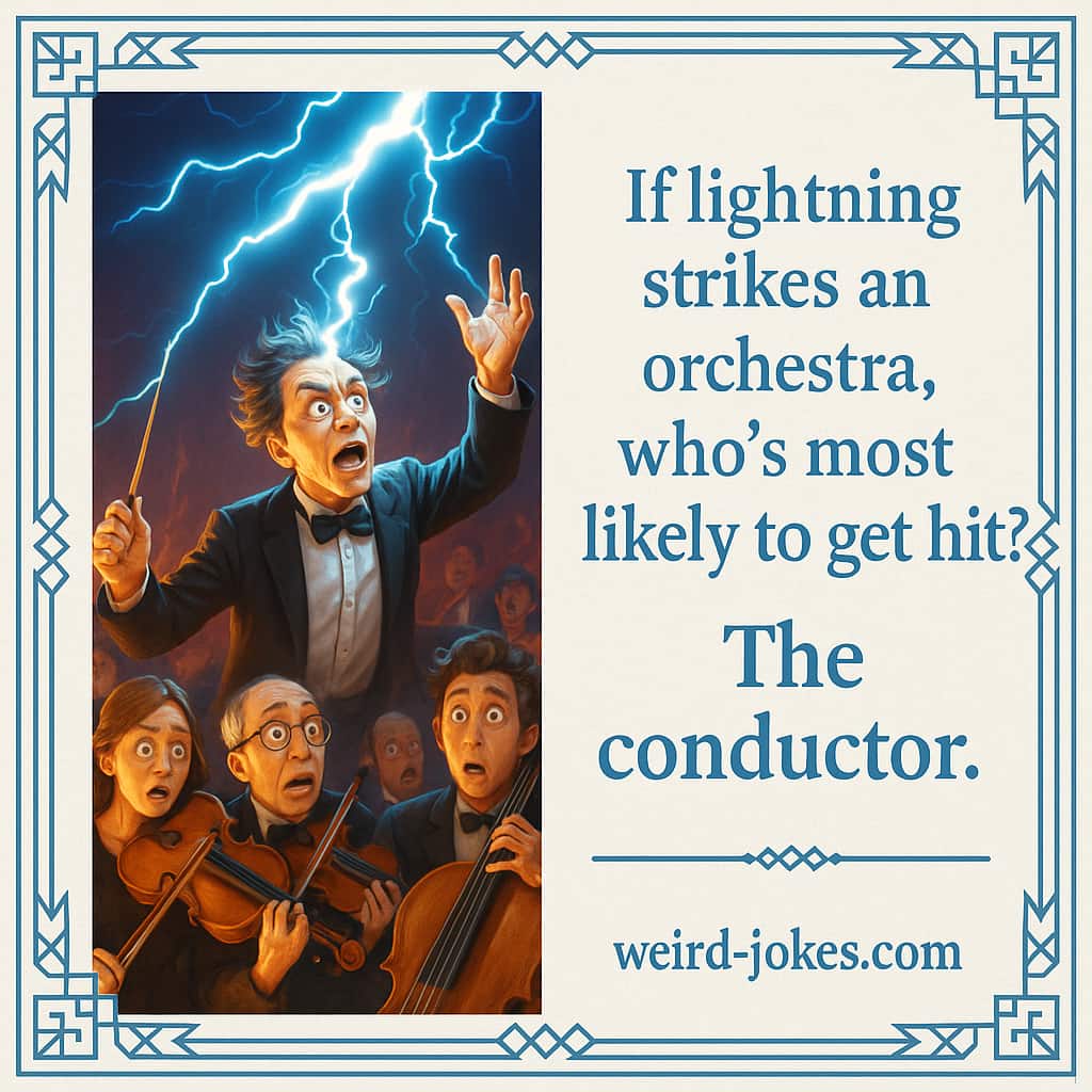 If lightning strikes an orchestra, who's most likely to get hit? The conductor.