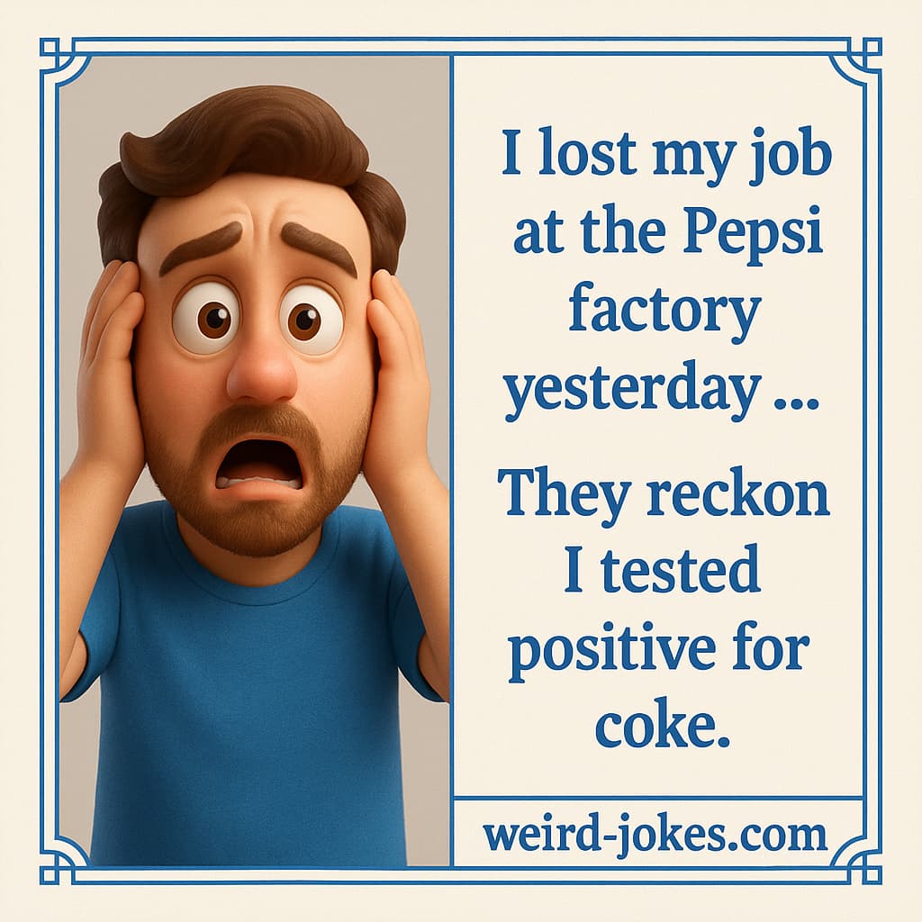 I lost my job at the Pepsi factory yesterday ...They reckon I tested positive for coke.