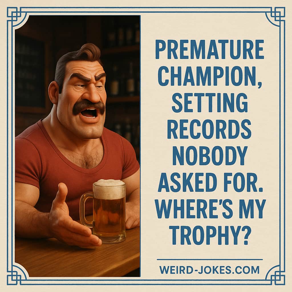 Premature champion, setting records nobody asked for. Where’s my trophy?