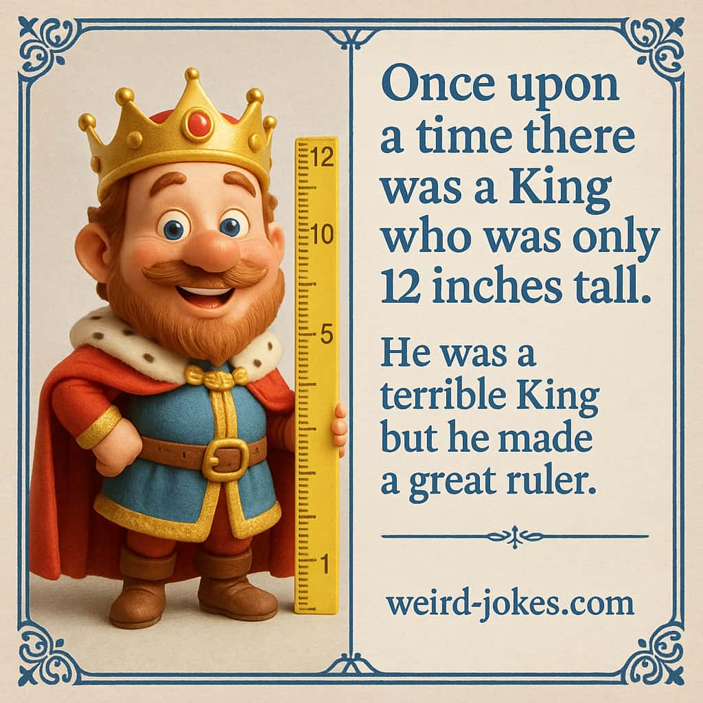Once upon a time there was a King who was only 12 inches tall. He was a terrible King but he made a great ruler.