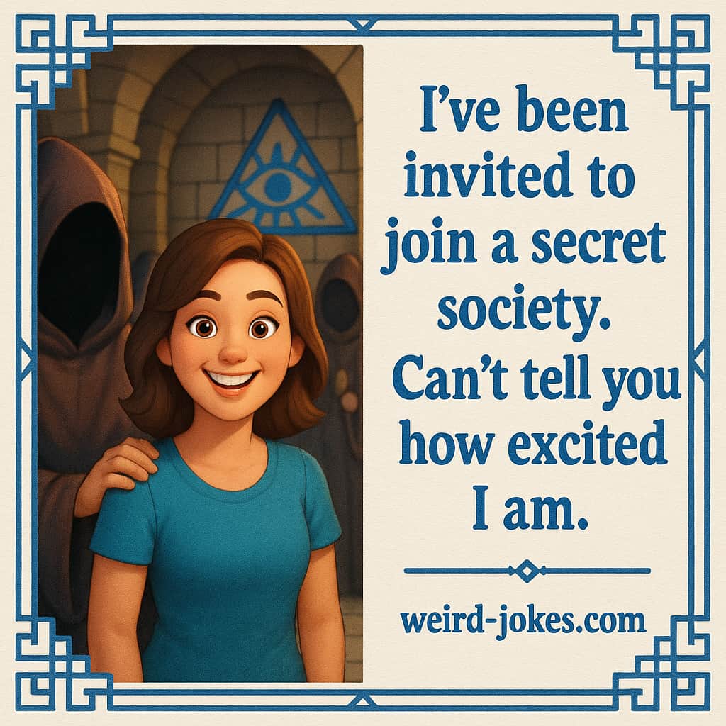 I've been invited to join a secret society. Can't tell you how excited I am.
