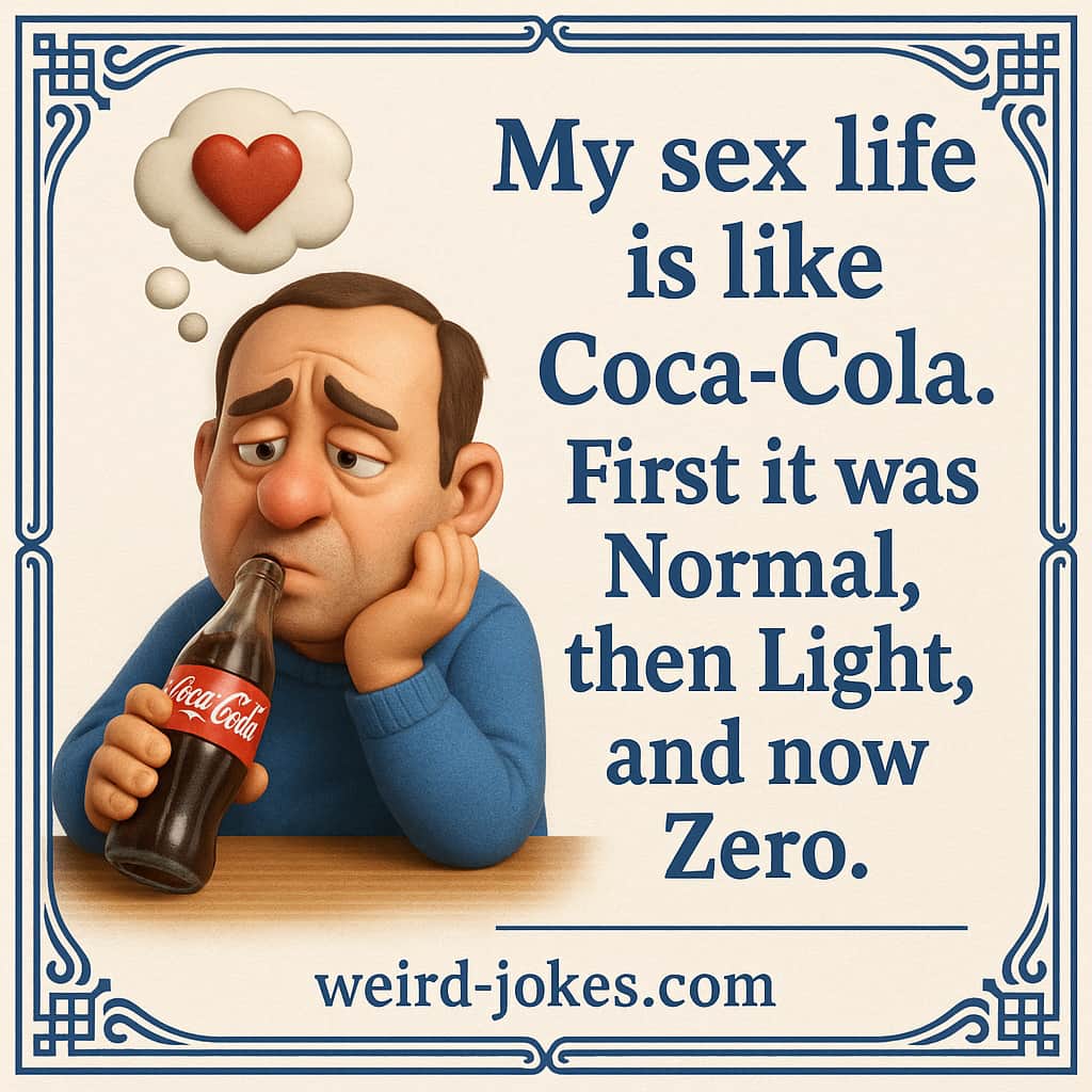 My sex life is like Coca-Cola. First it was Normal, then Light, and now Zero.