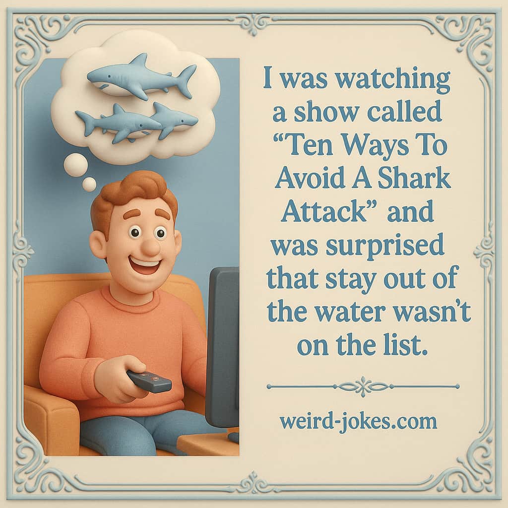 I was watching a show called Ten Ways To Avoid A Shark Attack and was surprised that stay out of the water wasn't on the list.