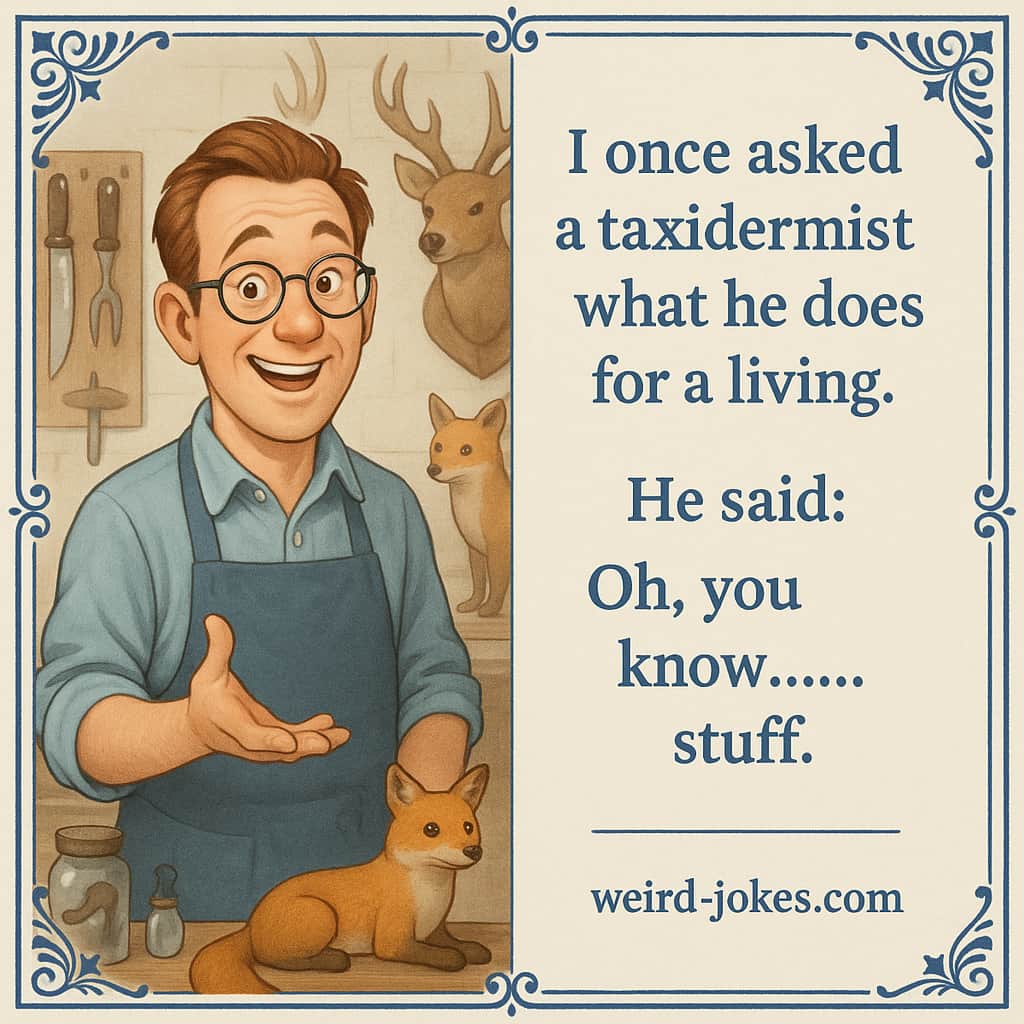 I once asked a taxidermist what he does for a living. He said: Oh, you know.....stuff.