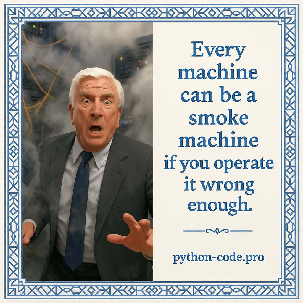 Every machine can be a smoke machine if you operate it wrong enough.