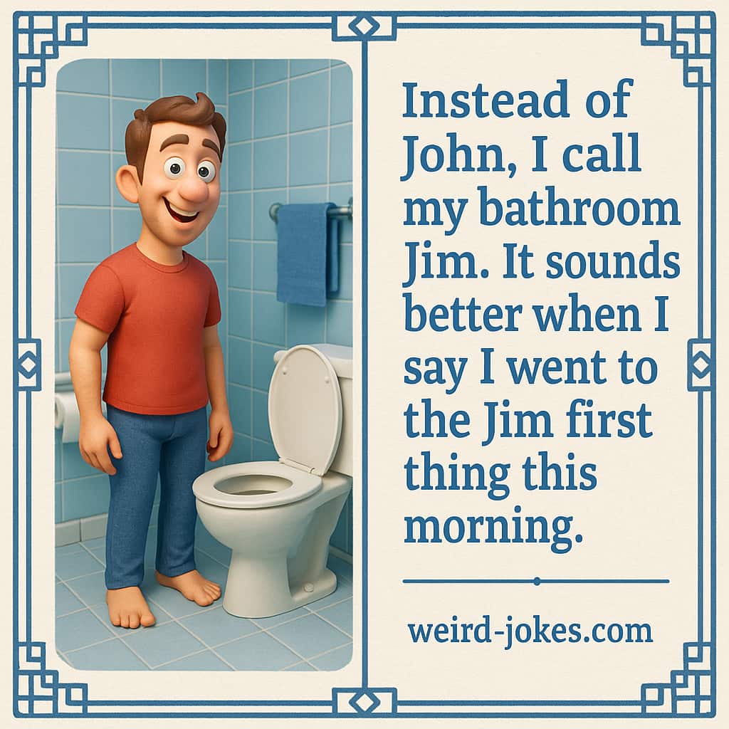 Instead of John, I call my bathroom Jim. It sounds better when I say I went to the Jim first thing this morning.